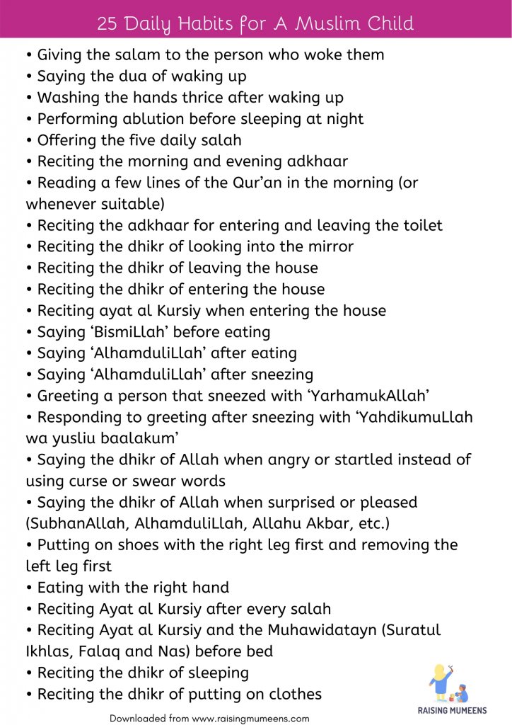 25 Daily Habits for a Muslim Child